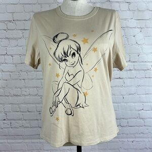 Disney Tinkerbell Crew Neck Graphic Short Sleeve Tee Tan Women’s XXL
